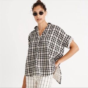 Madewell Button Back Popver Shirt in Double Faced Plaid